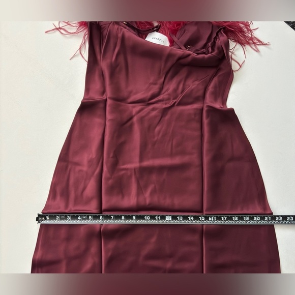 Sleeper Boheme Slip Dress with Feathers Plum satin midi boudoir sz XS - Picture 6 of 9